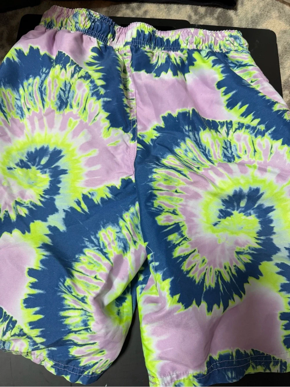 Cat & Jack Tie-Dye Swim Trunks in Pink, Blue & Neon Yellow